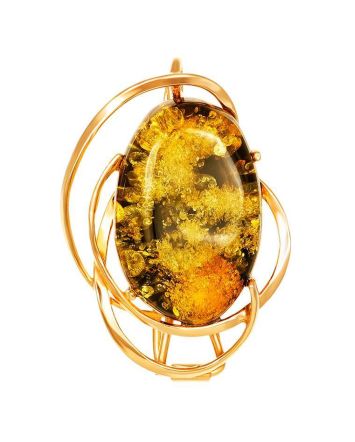 Oval Gold Plated Brooch With Green Amber The Rialto, image 
