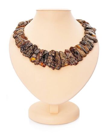 Bold Amber Flat Beaded Necklace The Volcano, image 