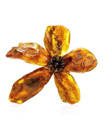 Raw Amber Floral Brooch The Volcano, image 