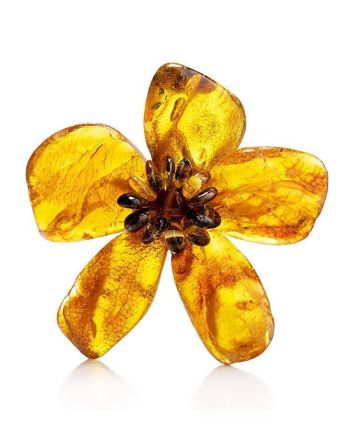Natural Amber Floral Brooch The Volcano, image 