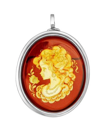 Vintage Style Oval Amber Brooch In Silver The Nymph, image 