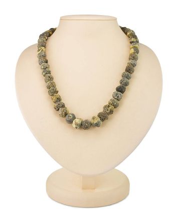 Hammer Cut Amber Beaded Necklace The Meteor, image 