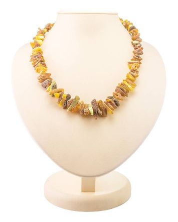 Unpolished Amber Beaded Necklace, image 