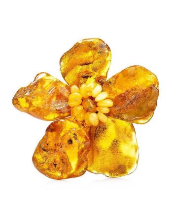 Bold Floral Amber Brooch The Volcano, image 