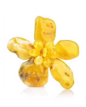 Honey Amber Floral Brooch The Volcano, image 