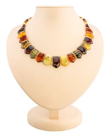 Natural Amber Flat Beaded Necklace The Cleopatra, image 