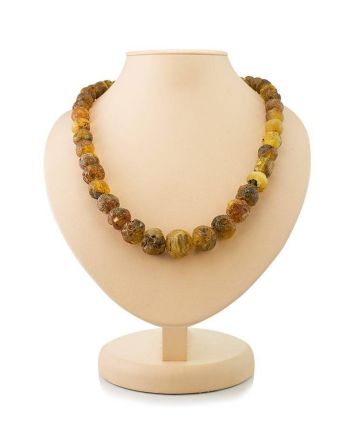 Hammer Cut Amber Beaded Necklace The Meteor, image 