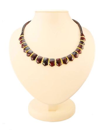 Amber Flat Beaded Necklace The Cleopatra, image 