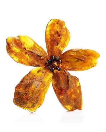 Amber Floral Brooch The Volcano, image 