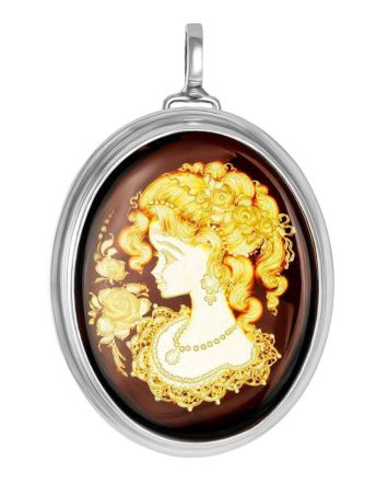 Amber Brooch With Intaglio The Nymph, image 
