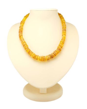 Natural Cognac Amber Beaded Necklace, image 