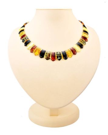 Amber Flat Beaded Necklace The Cleopatra, image 