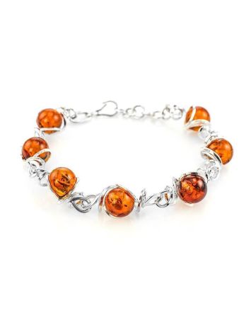 Baltic Amber Link Bracelet In Sterling Silver The Flamenco, image 
