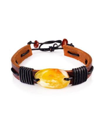 Honey Amber Leather Tie Bracelet The Copacabana, image 