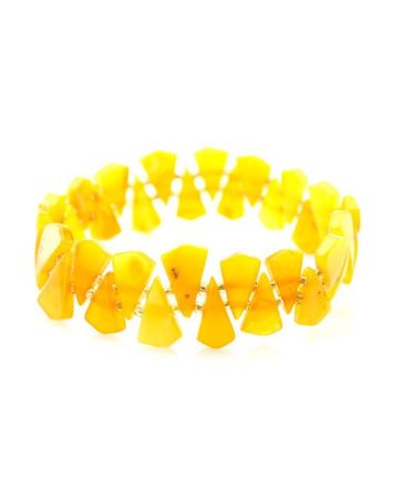Bright Amber Flat Beaded Elastic Bracelet, image 