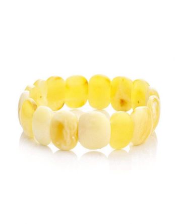 Honey Amber Elastic Flat Beaded Bracelet, image 
