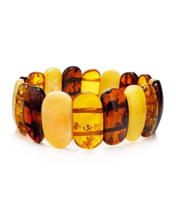 Multicolor Amber Flat Beaded Bracelet, image 