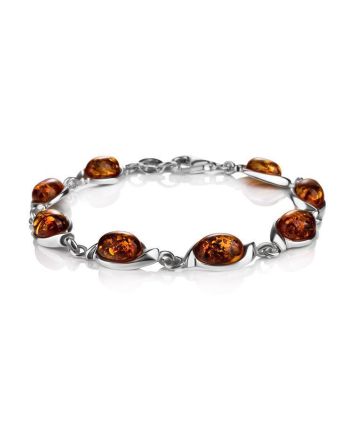 Classic Silver Amber Link Bracelet, image 