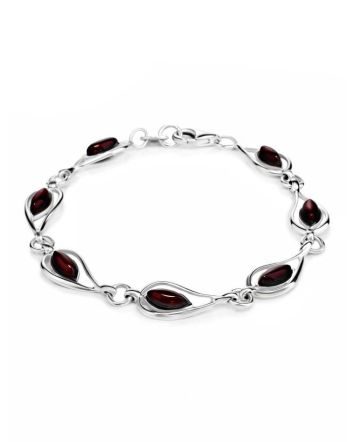 Cherry Amber Silver Bracelet The Fiori, image 