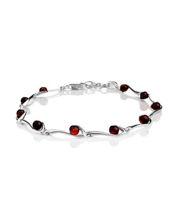 Cute Link Amber Bracelet In Sterling Silver The Leia, image 