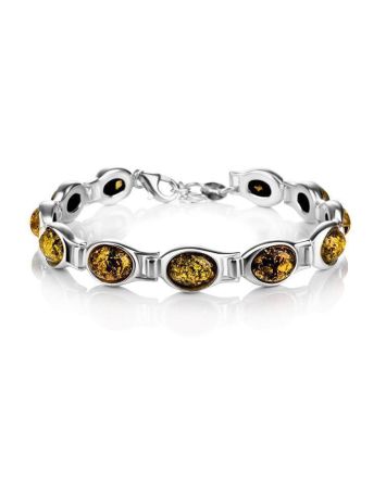 Green Amber Bracelet In Sterling Silver The Soprano, image 