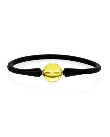 Black Silicone Bracelet Decorated With Natural Amber The Hawaii, image 