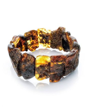 Unpolished Dark Amber Elastic Bracelet The Volcano, image 