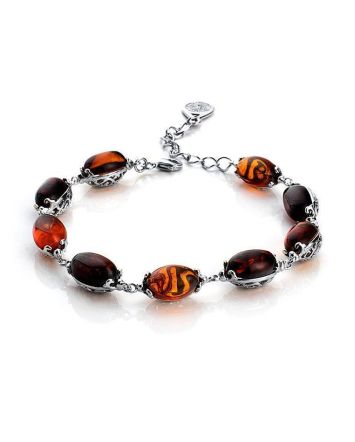 Multicolor Amber Linked Bracelet In Sterling Silver The Casablanca, image 