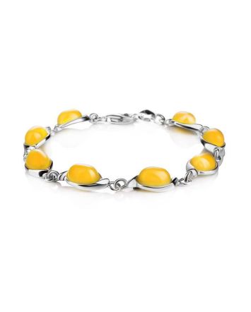 Honey Amber Silver Link Bracelet, image 