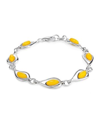 Honey Amber Link Bracelet In Glossy Silver The Fiori, image 