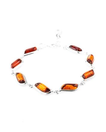 Cognac Amber Silver Link Bracelet The Tilda, image 