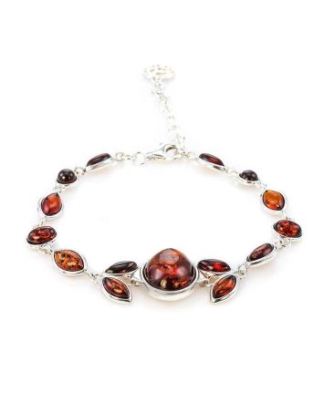 Cognac Amber Link Bracelet In Silver The Verbena, image 