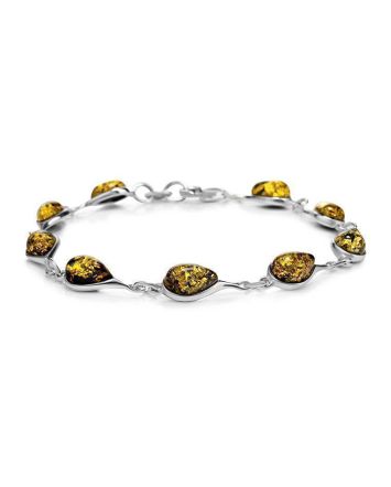 Green Amber Link Bracelet In Silver The Fiori, image 