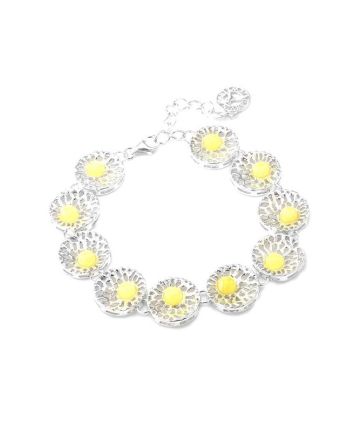 Silver Link Bracelet With Honey Amber The Venus, image 