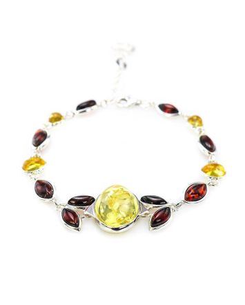 Multicolor Amber Link Bracelet In Silver The Verbena, image 