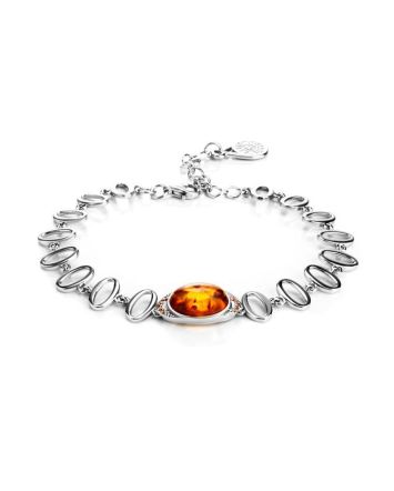 Sterling Silver Bracelet With Amber And Crystals The Raphael, image 