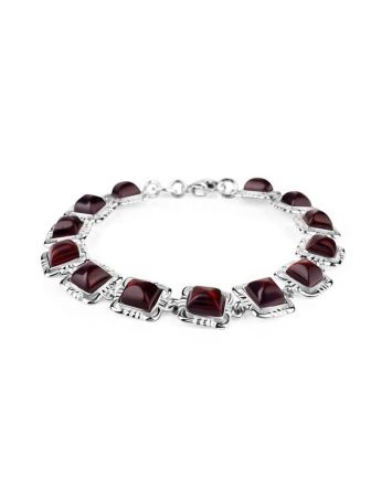 Amber Silver Link Bracelet The Lisbon, image 