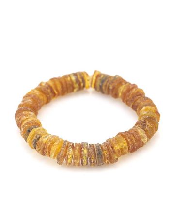 Hummer Cut Amber Elastic Beaded Bracelet, image 