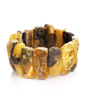 Unpolished Amber Flat Beaded Bracelet The Volcano, image 