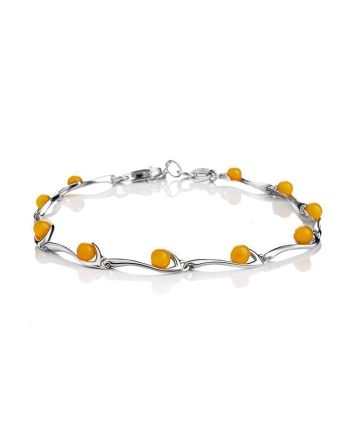 Cute Link Amber Bracelet In Sterling Silver The Leia, image 
