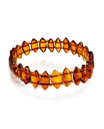 Cognac Amber Flat Beaded Bracelet, image 