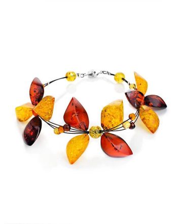 Multicolor Amber Floral Bracelet The Primula, image 