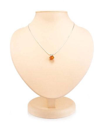 Silver Necklace With Geometric Amber Pendant The Sugar, Length: 42, image 