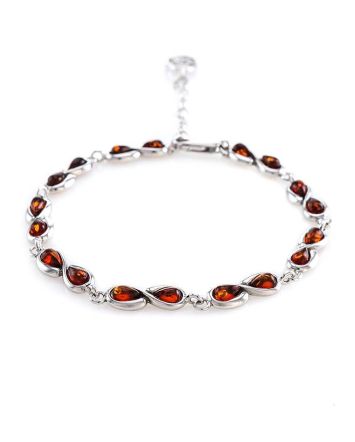 Cognac Amber Link Bracelet In Silver The Amour, image 