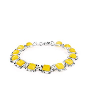 Silver Link Bracelet With Amber The Lisbon, image 
