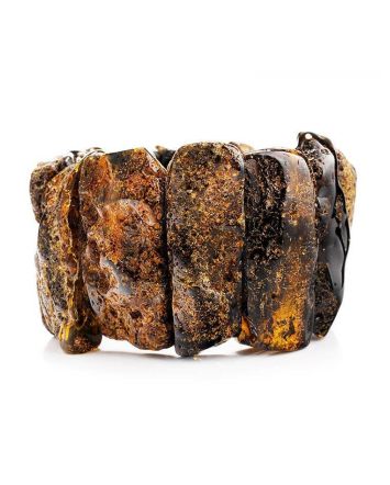 Black Amber Flat Beaded Bracelet The Volcano, image 