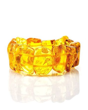 Bold Cognac Amber Flat Beaded Bracelet The Volcano, image 