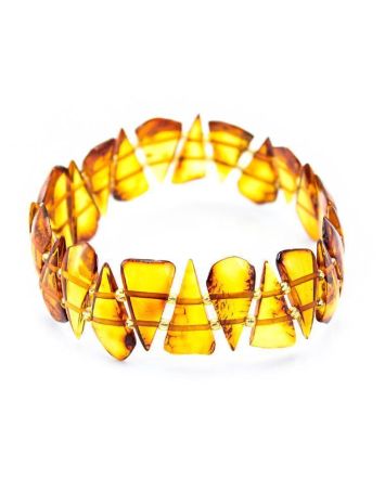 Cognac Amber Flat Beaded Bracelet, image 