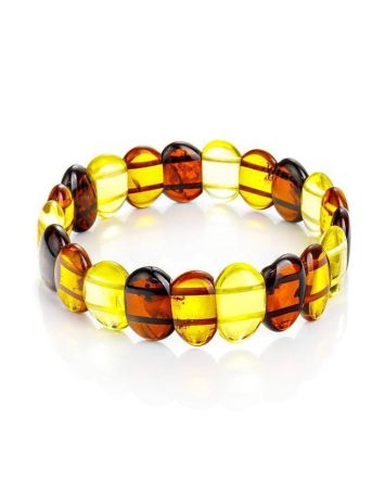Multicolor Amber Flat Beaded Bracelet, image 