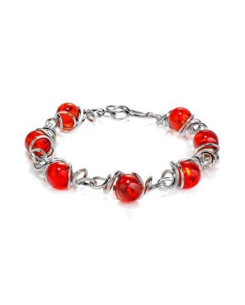Baltic Amber Link Bracelet In Sterling Silver The Flamenco, image 